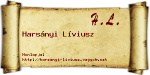 Harsányi Líviusz névjegykártya